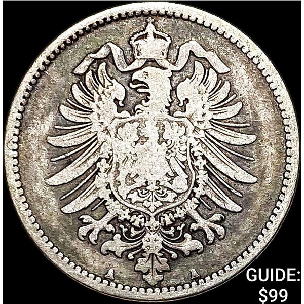 1875-A Gernany 1 Silver Reichsmark NEARLY UNCIRCULATED