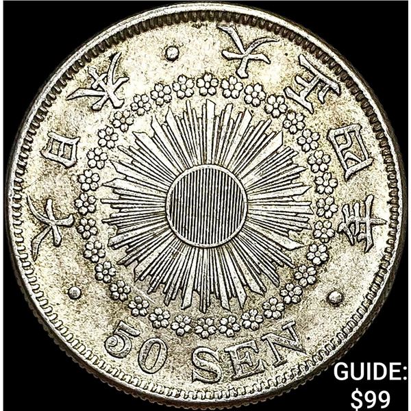 1906-1912 Japan Silver 50 Sen CLOSELY UNCIRCULATED