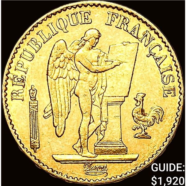 1878-A France Gold 20 Francs .1867oz UNCIRCULATED
