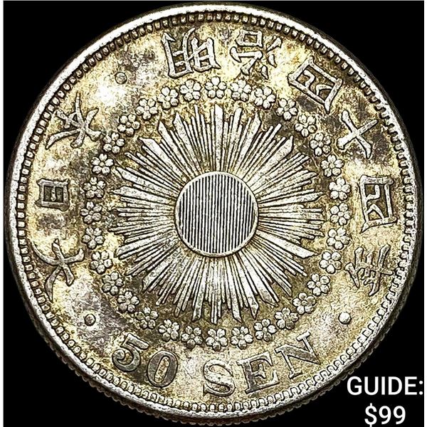 1906-1912 Japan Silver 50 Sen CLOSELY UNCIRCULATED