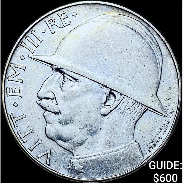 1928-R Italy Vittorio Emanuele III Silver 20 Lire CHOICE AU