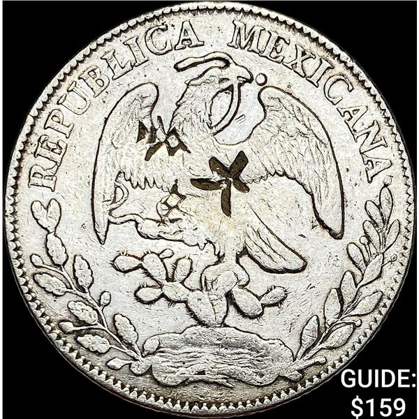 1881Ds JS Mexico Silver 8 Reales Cap and Rays NEARLY UNCIRCULATED
