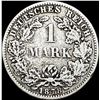 Image 2 : 1878-F Germany Silver 1 Reichsmark NEARLY UNCIRCULATED