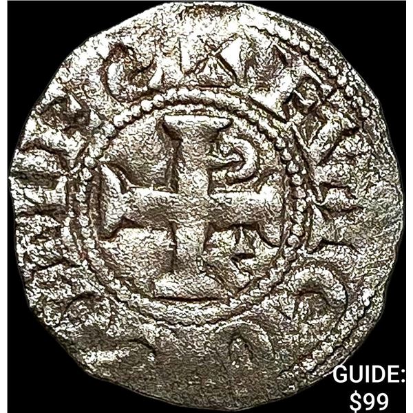 1100s France Crusades Anjou Silver Denier NEARLY UNCIRCULATED