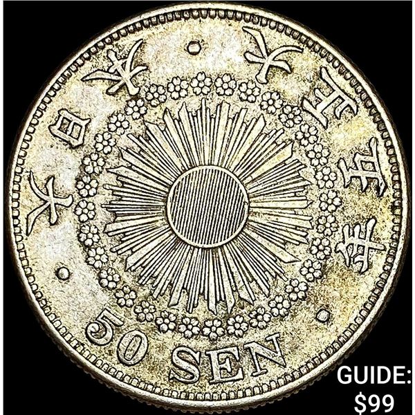 1906-1912 Japan Silver 50 Sen CLOSELY UNCIRCULATED