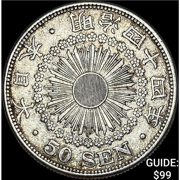 1906-1912 Japan Silver 50 Sen CLOSELY UNCIRCULATED