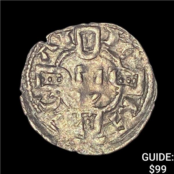 1248-1279 Portugal Alfonso III Silver Denero NEARLY UNCIRCULATED