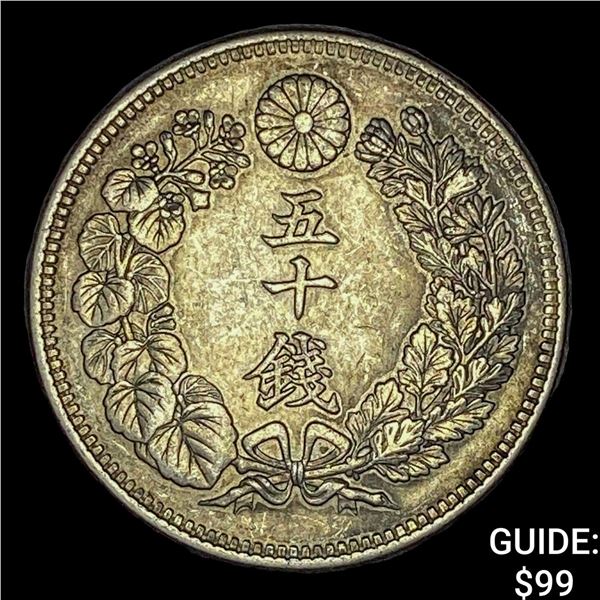 1906-1912 Japan Silver 50 Sen CLOSELY UNCIRCULATED