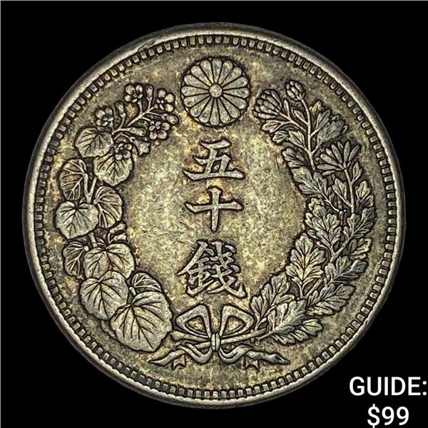 1906-1912 Japan Silver 50 Sen CLOSELY UNCIRCULATED