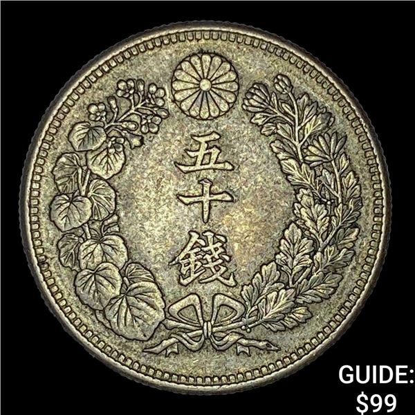 1906-1912 Japan Silver 50 Sen CLOSELY UNCIRCULATED