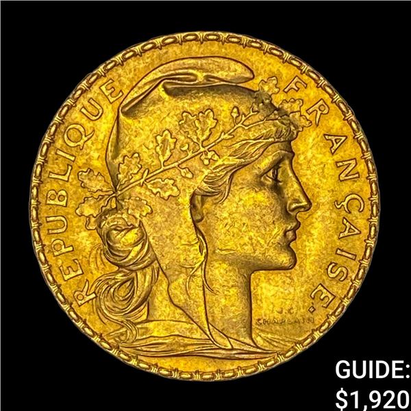 1908 France Gold 20 Francs .1867oz UNCIRCULATED