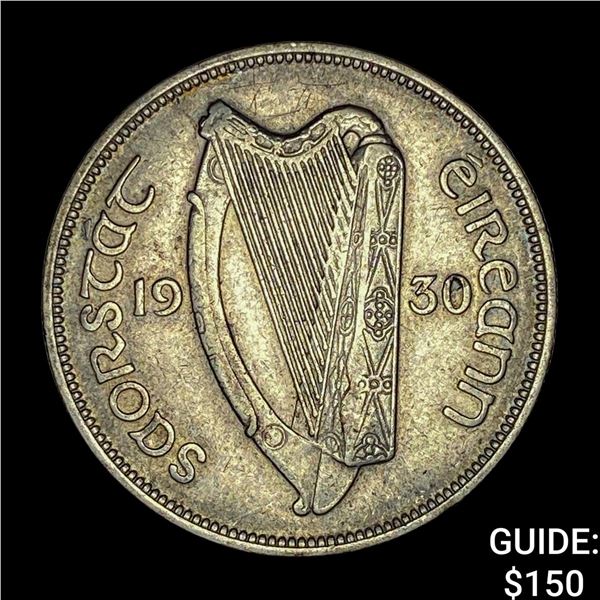 1930 Ireland Rep Silver 1/2 Crown CHOICE AU