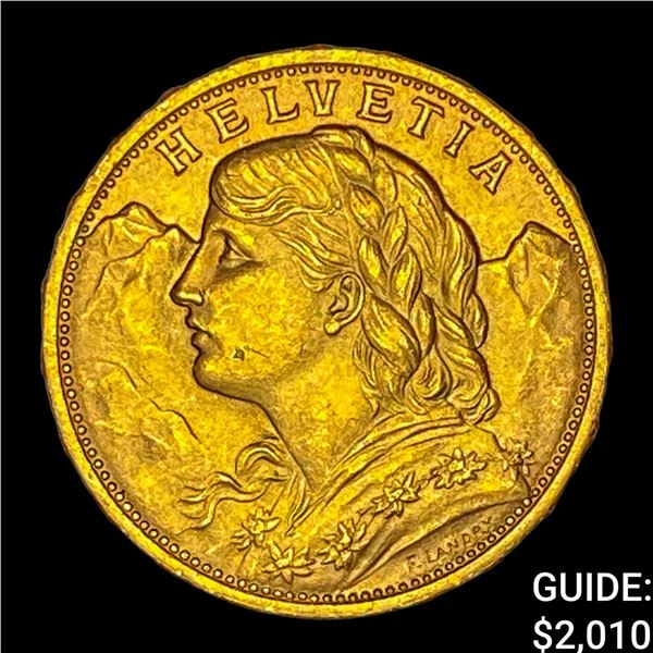 1930 Switzerland 20 Gold Francs .1867oz UNCIRCULATED