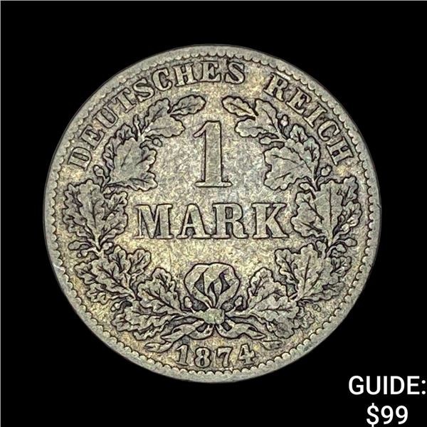 1874-B Germany Silver 1 Reichsmark NEARLY UNCIRCULATED