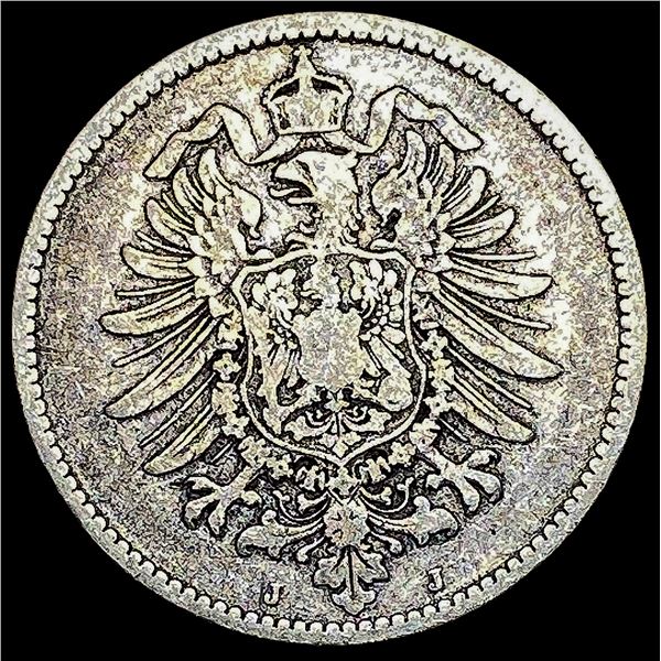 1876-J Germany Silver 1 Reichsmark NEARLY UNCIRCULATED