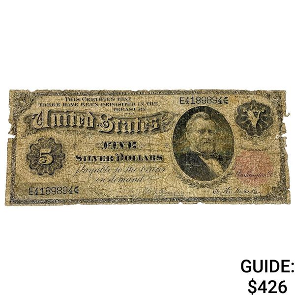 1801 $5 United States LG. Size Silver Certificate