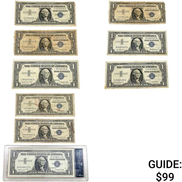 [9 Bills]1957 $1 United States Silver Certificate