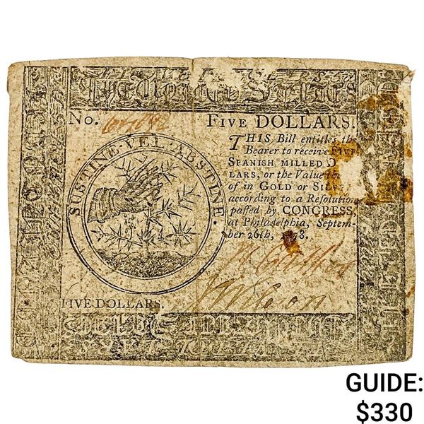 1778 $5 Continental Currency 4