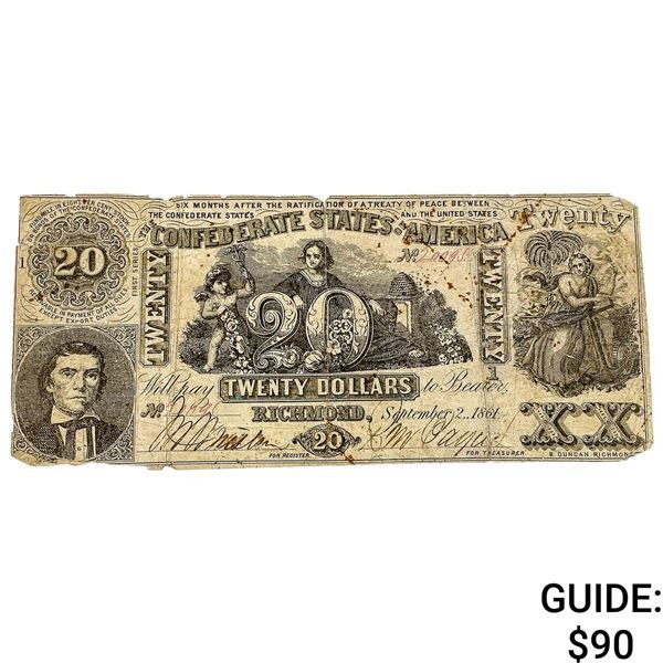 1861 $20 Confed. States of America Note-Richmond 4