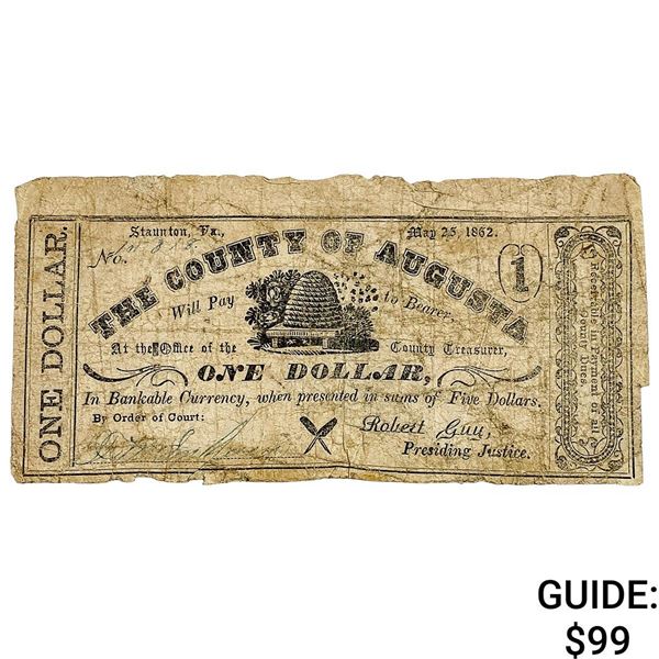 1862 $1 County of Augusta Note 4
