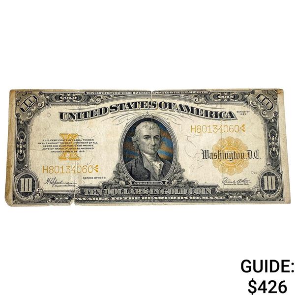 1922 $10 United States Gold Certificate