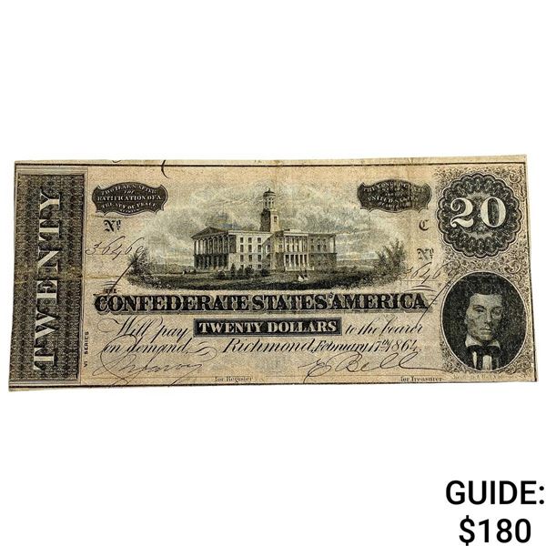 1861 $20 Confed. States of America Note-Richmond 4