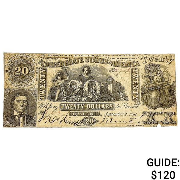 1861 $20 Confed. States of America Note-Richmond 4