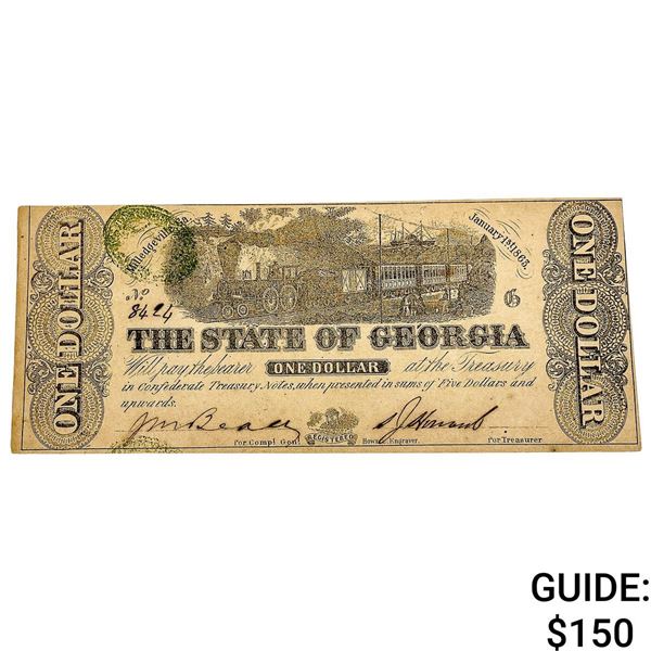 1893 $1 Confed. States of America Note-Georgia 6