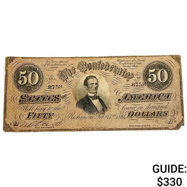 1864 $50 Confed. States Of America Note-Richmond 5