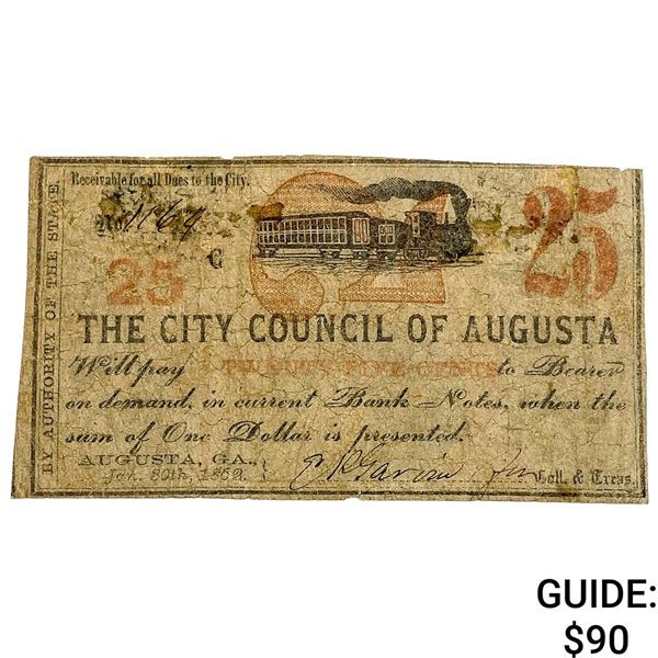 1862 25C CIty Council of Augusta Note 4