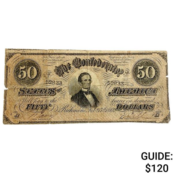 1864 $50 Confed. States of America Note-Richmond 4