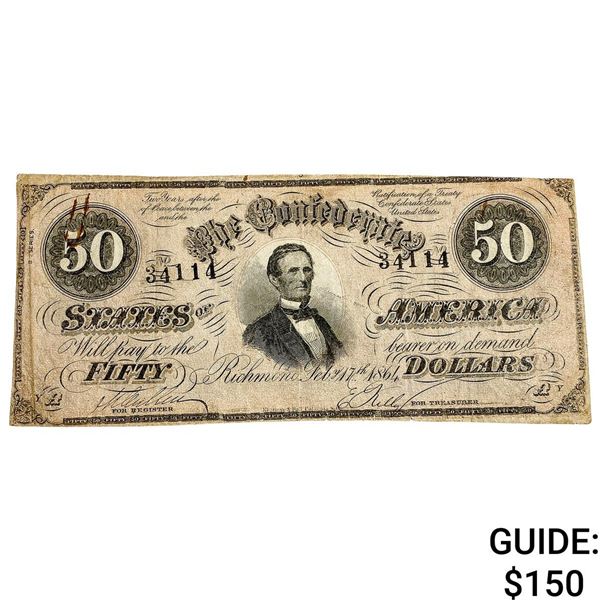 1864 $50 Confed. States of America Note-Richmond 5