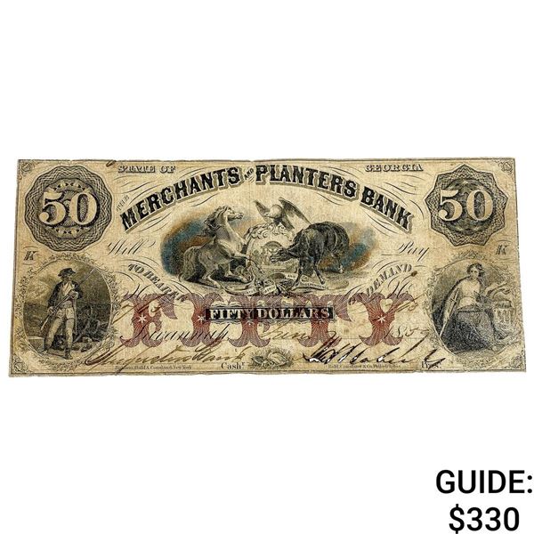 1859 $50 Merchants&Planters Bank-Georgia