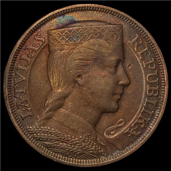 1929 Latvia Silver 5 Lati CLOSELY UNCIRCULATED