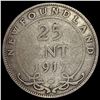 Image 2 : 1917-C NewFoundland George V Silver 25 Cents NEARLY UNCIRCULATED