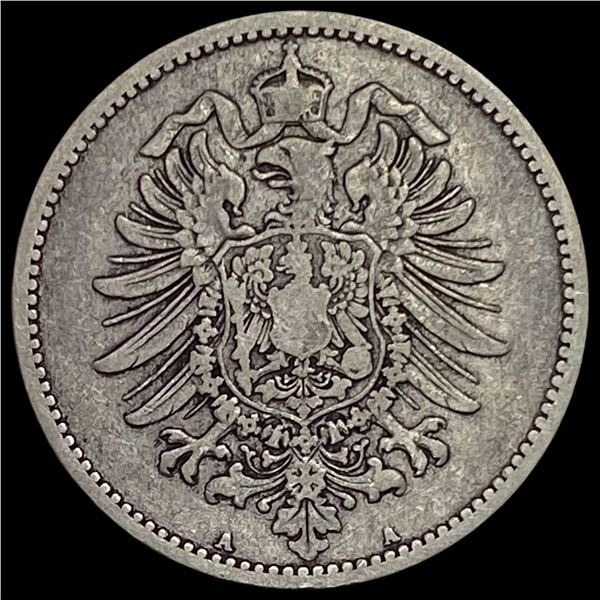 1885-A Germany Silver 1 Reichsmark NEARLY UNCIRCULATED