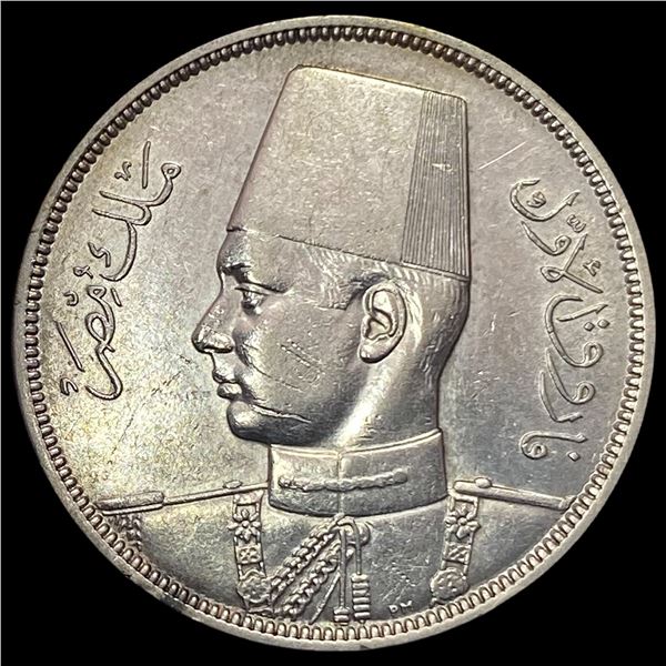 1939 Egypt Farouk Silver 10 Piastres UNCIRCULATED