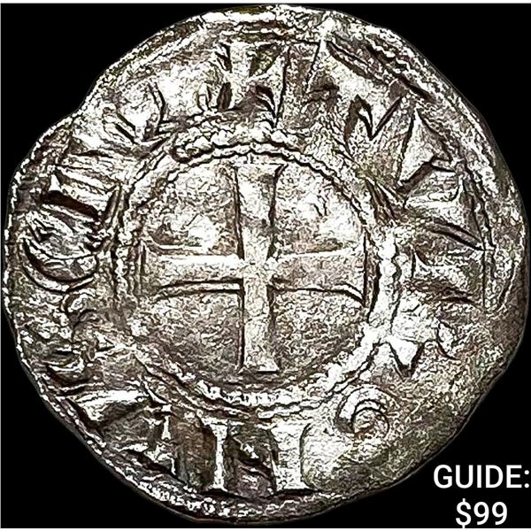 1150-1200 AD France Abbey of St.Martin Silver Denier NEARLY UNCIRCULATED