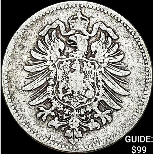1875-B Germany Silver 1 Reichsmark NEARLY UNCIRCULATED
