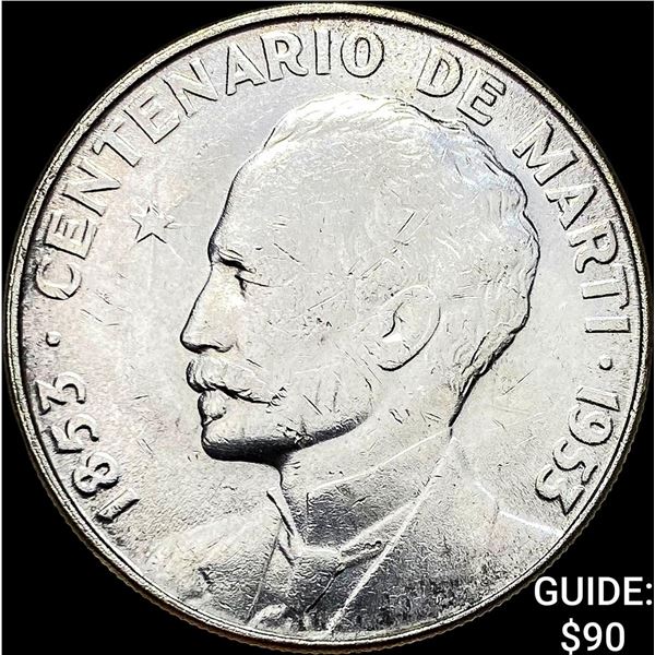 1953 Cuba Silver Peso CLOSELY UNCIRCULATED
