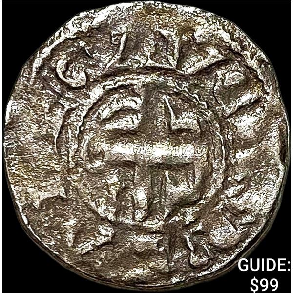 1100s France Crusades Anjou Silver Denier NEARLY UNCIRCULATED