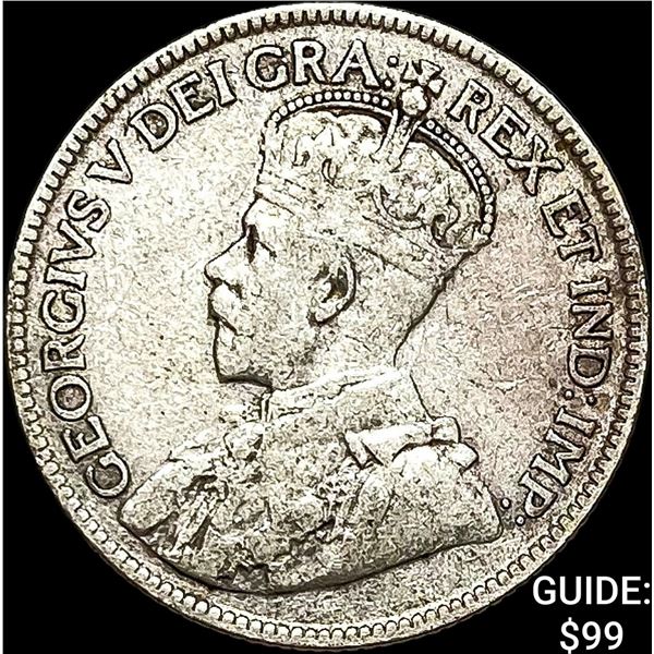 1917-C NewFoundland George V Silver 25 Cents NEARLY UNCIRCULATED