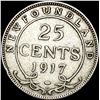 Image 2 : 1917-C NewFoundland George V Silver 25 Cents NEARLY UNCIRCULATED