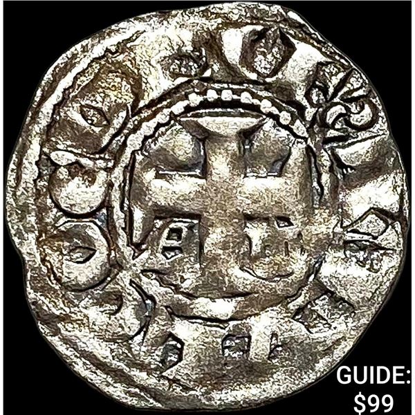 1100s France Crusades Anjou Silver Denier NEARLY UNCIRCULATED