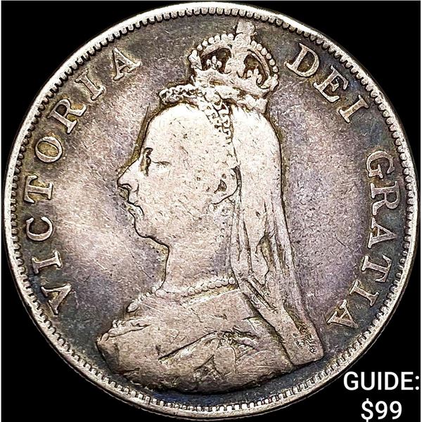 1887 Great Brit. Victoria Silver Double Florin NEARLY UNCIRCULATED