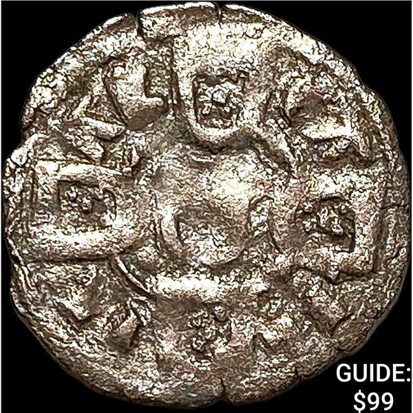 1261-1325 Portugal Crusades Dinis I Silver Dinero NEARLY UNCIRCULATED