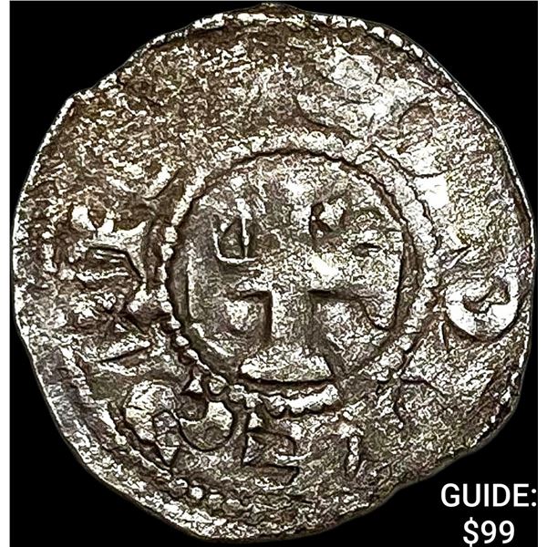 1100s France Crusades Anjou Silver Denier NEARLY UNCIRCULATED