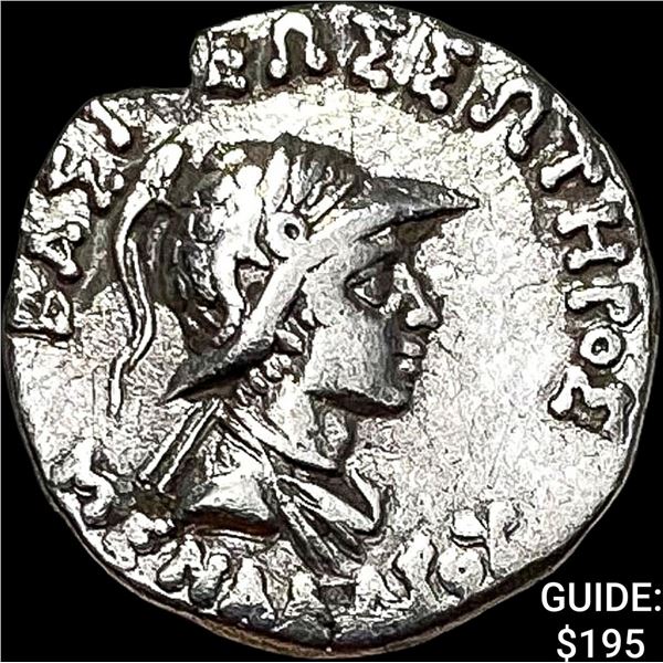 Bactria Menander I 155-130 BC Silver Drachm NEARLY UNCIRCULATED
