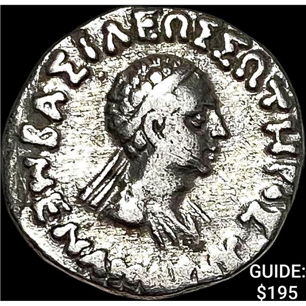 Bactria Menander I 155-130 BC Silver Drachm NEARLY UNCIRCULATED