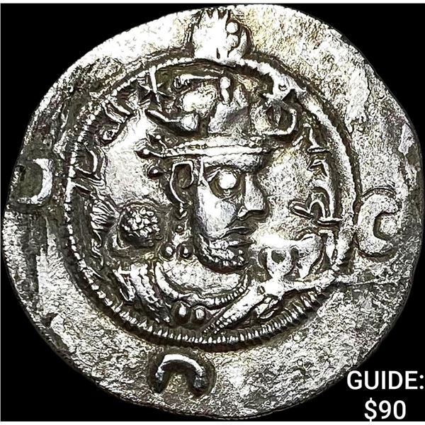 Sasanian Khusru I 531-579 AD Silver Drachm NEARLY UNCIRCULATED